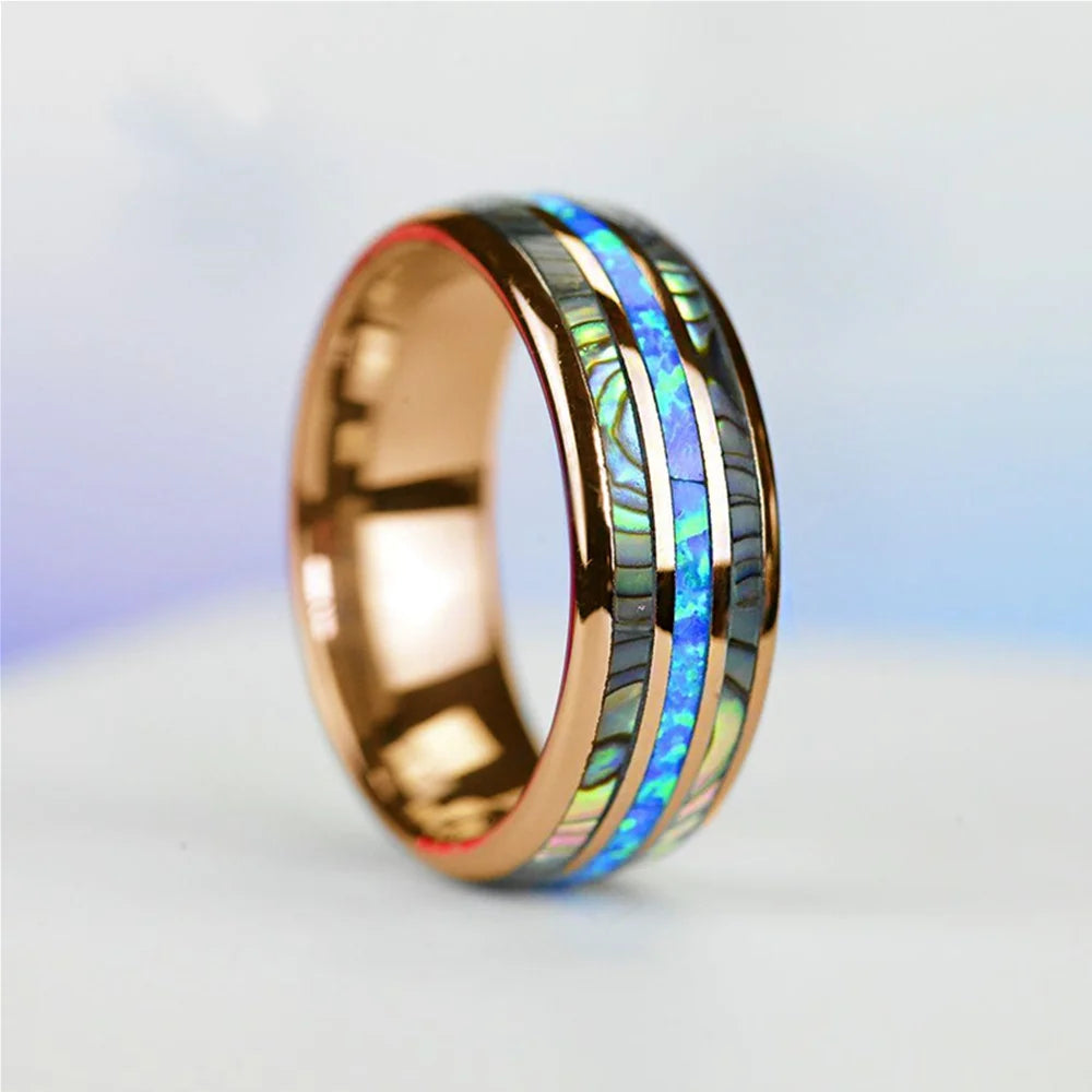 Fashion 8mm Rose Gold Color Tungsten Wedding Men Stainless Steel Rings