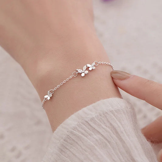 VENTFILLE 925 Silver Diamond-Studded Butterfly Braceletrame