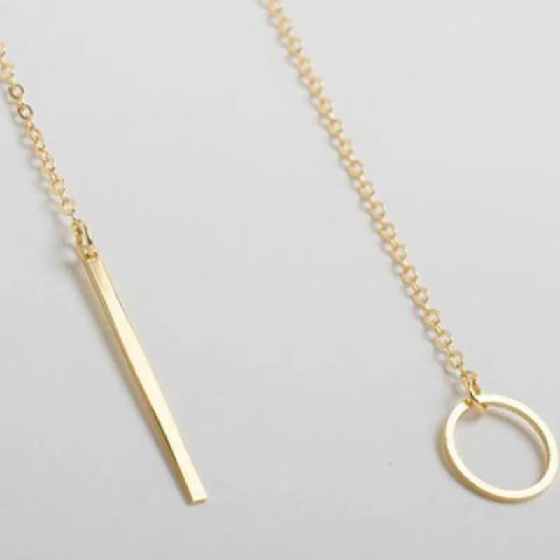 Punk Minimalist Tiny Dainty Collier Unique Round Circle Bar Pendant Short Clavicle Necklace