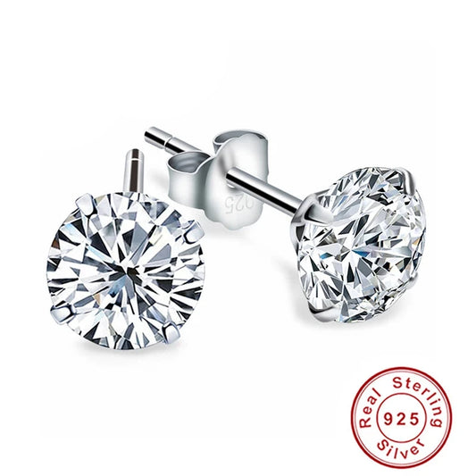 Crystal Zircon Real 925 Sterling Silver Earrings