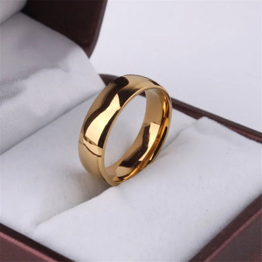 Hot Sale High Polish  Gold Plate Titanium Steel Women Men Wedding Ring