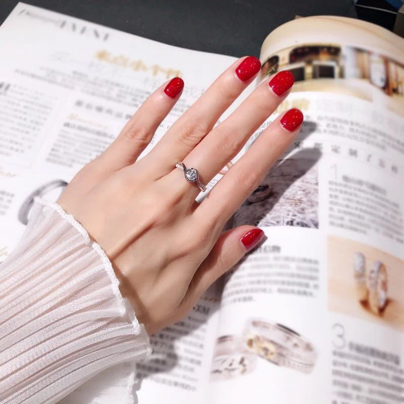 Huitan Exquisite Silver Color Ring