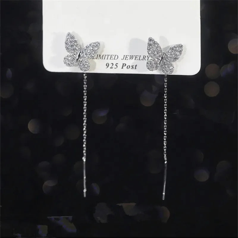 Inlaid Zircon Butterfly Earrings