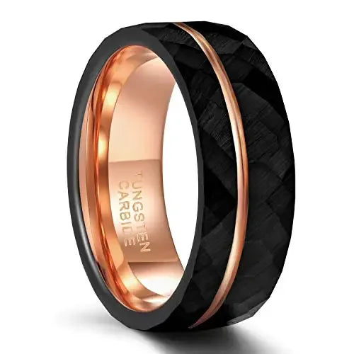 Tigrade 4mm 6mm 8mm Black Tungsten Rings