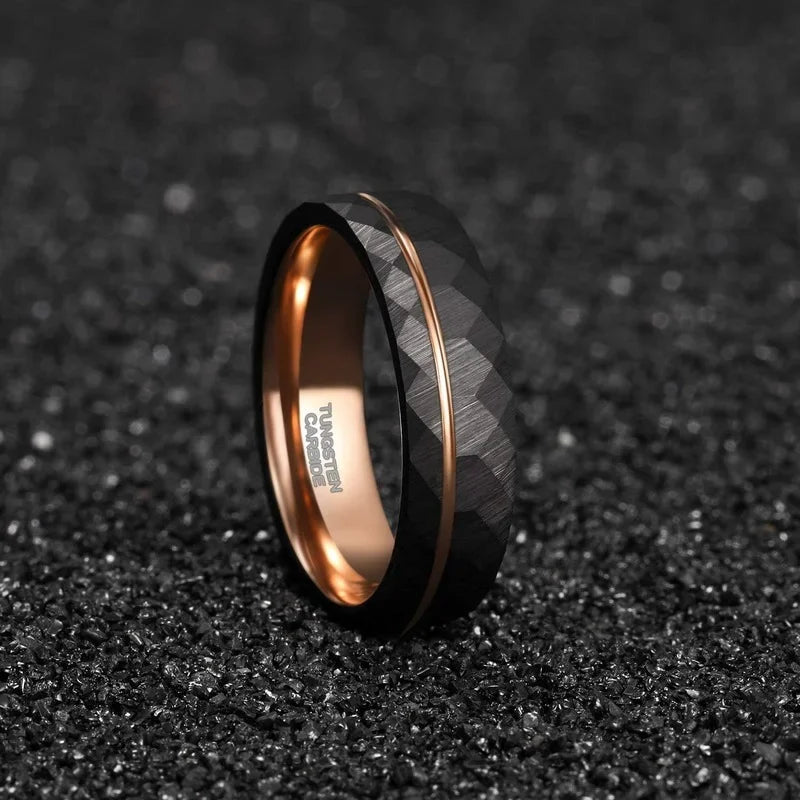 Tigrade 4mm 6mm 8mm Black Tungsten Rings