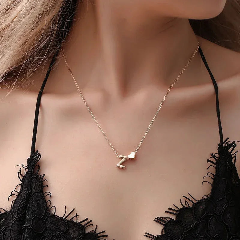 SUMENG Fashion Tiny Heart Dainty Initial Necklace