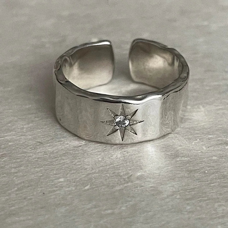 Y2K Opening Ring Couple Punk Irregular Star Moon Finger Rings