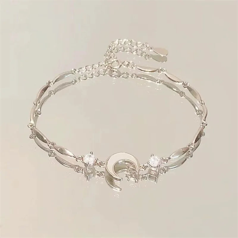 Korean Simple Star Moon Zircon Pearl Bracelet