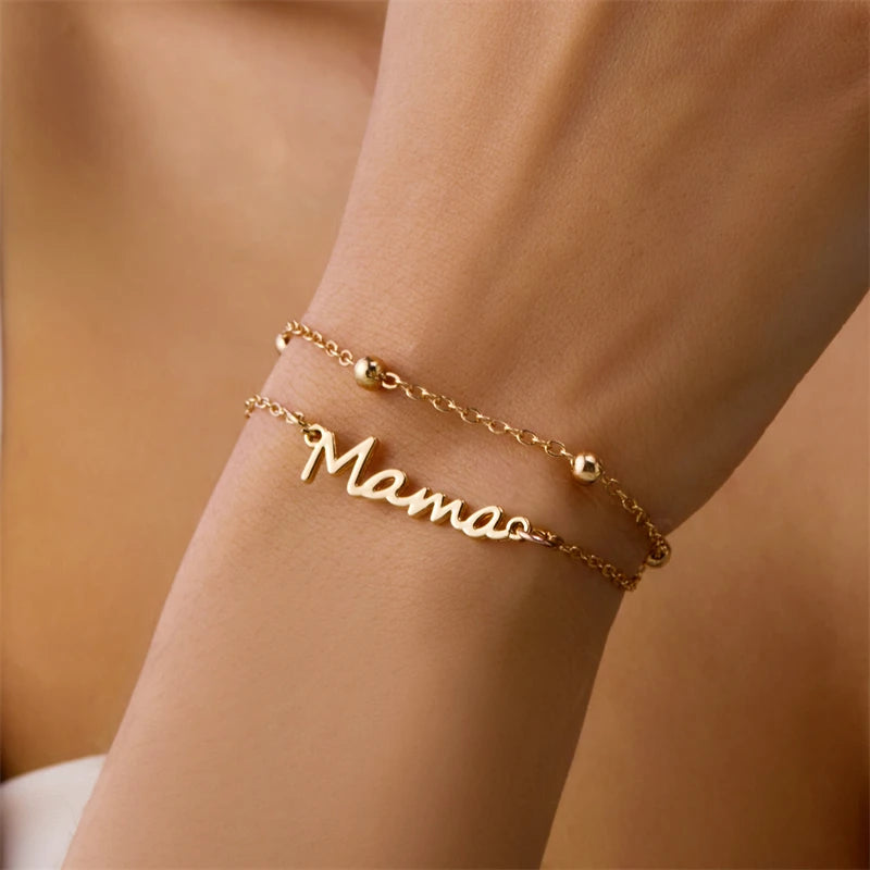 Simple Letter Mama Charm Bracelet