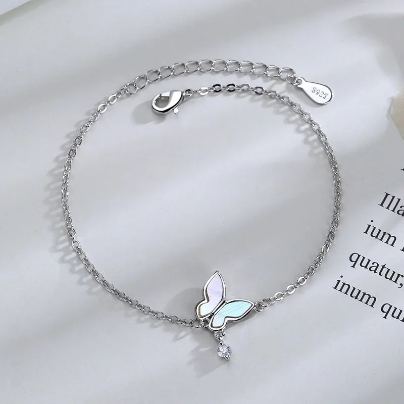 VENTFILLE 925 Silver Diamond-Studded Butterfly Braceletrame