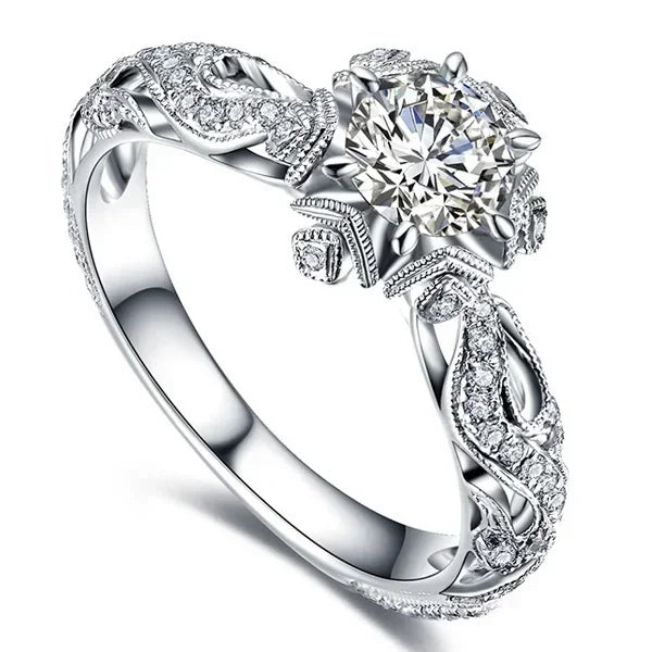 Delysia King Accessories Jewelry Round Flower Crystal Wedding Rings