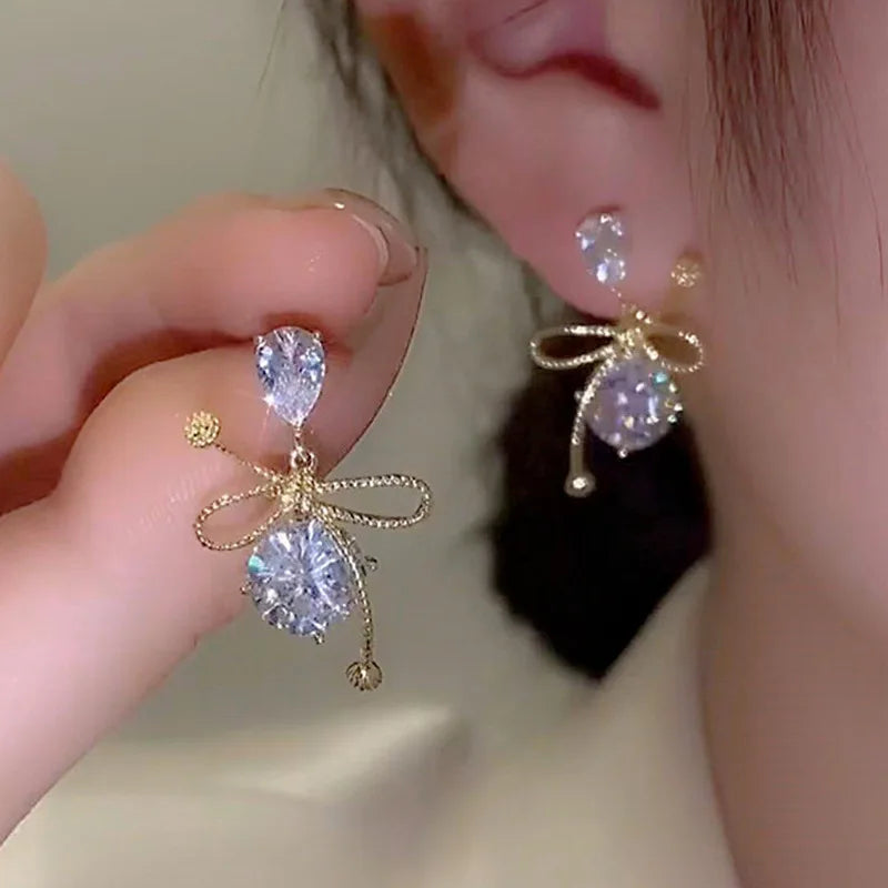 New Fashion Trend Unique Design Elegant Delicate Zircon Butterfly Tassel Earrings