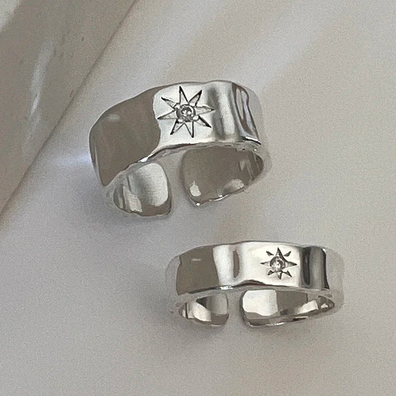 Y2K Opening Ring Couple Punk Irregular Star Moon Finger Rings