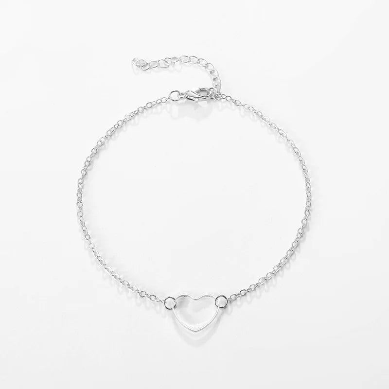 New Silver Color Double Interlocking Small Hearts Bracelet