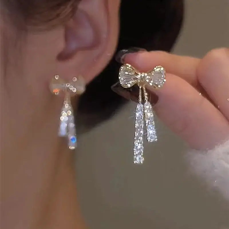 New Fashion Trend Unique Design Elegant Delicate Zircon Butterfly Tassel Earrings