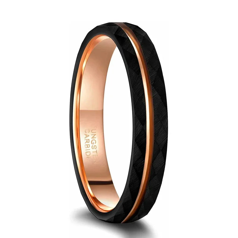 Tigrade 4mm 6mm 8mm Black Tungsten Rings