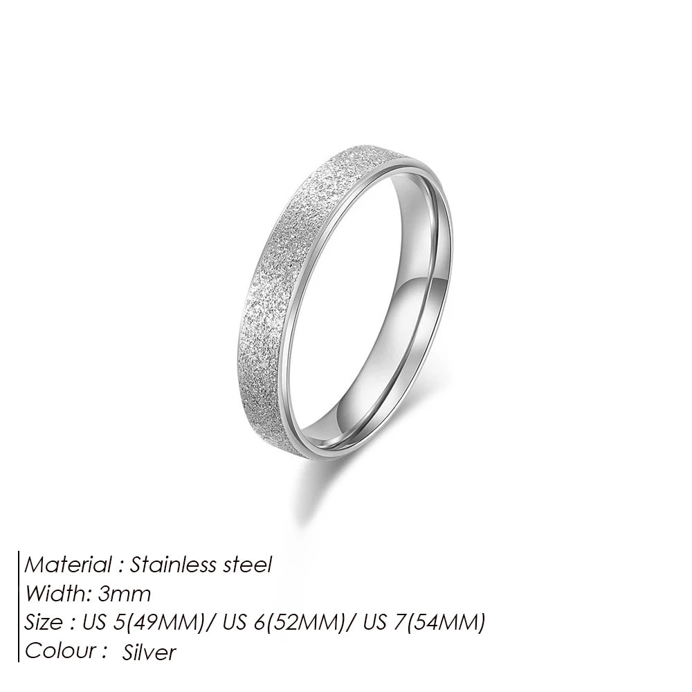 eManco High Quality Simple Scrub Stainless Steel Women 's Rings