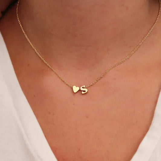 SUMENG Fashion Tiny Heart Dainty Initial Necklace