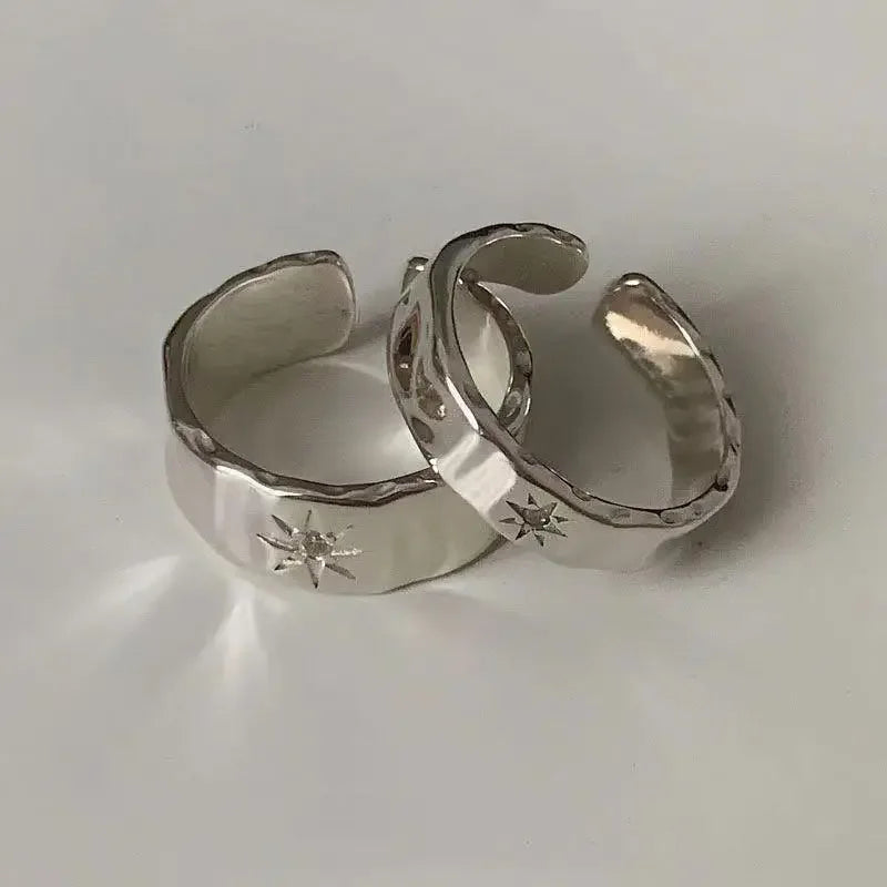 Y2K Opening Ring Couple Punk Irregular Star Moon Finger Rings