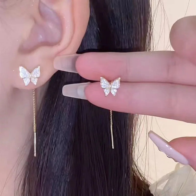 Inlaid Zircon Butterfly Earrings