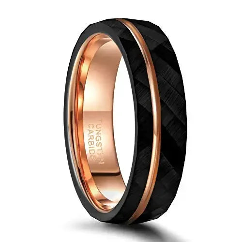 Tigrade 4mm 6mm 8mm Black Tungsten Rings