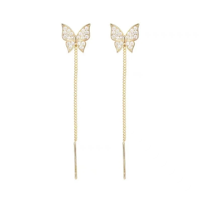 Inlaid Zircon Butterfly Earrings