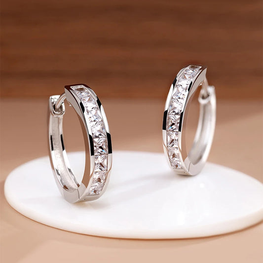 New 925 Sterling Silver Shining Zircon Earrings