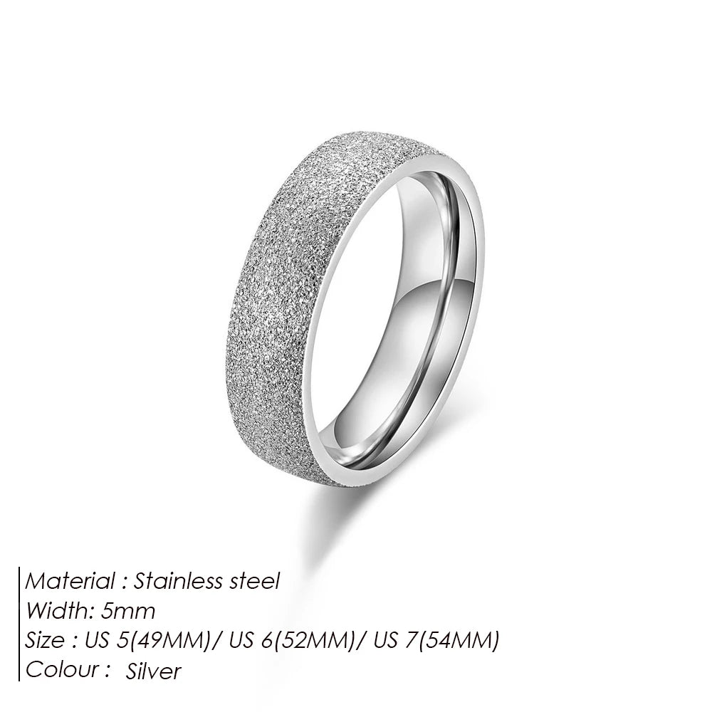 eManco High Quality Simple Scrub Stainless Steel Women 's Rings