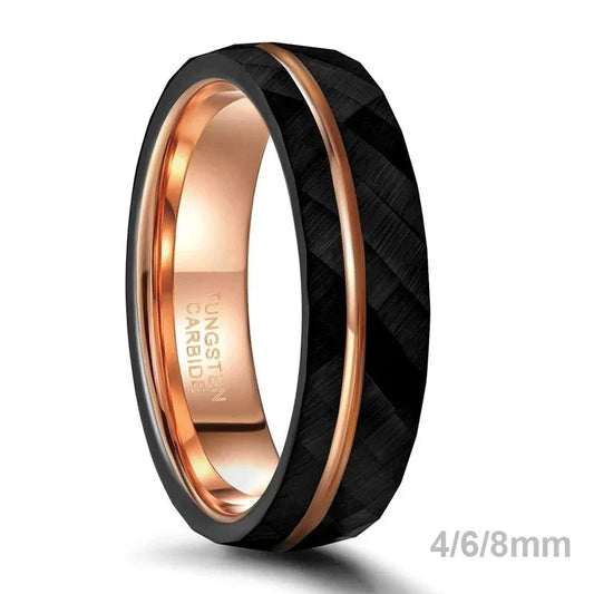 Tigrade 4mm 6mm 8mm Black Tungsten Rings