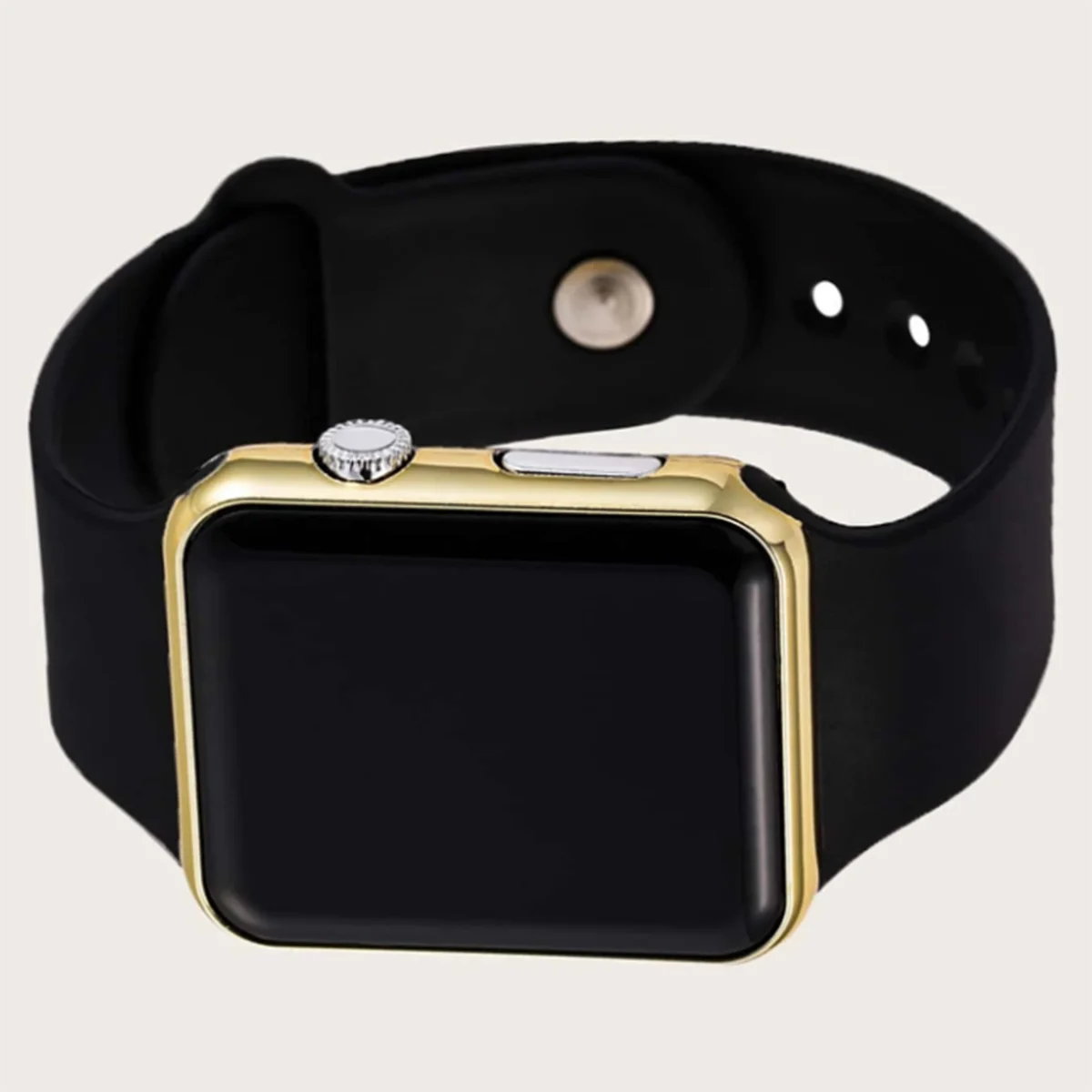 1pc Black Plastic Strap Fashionable Square Dial Electronic Watch pack