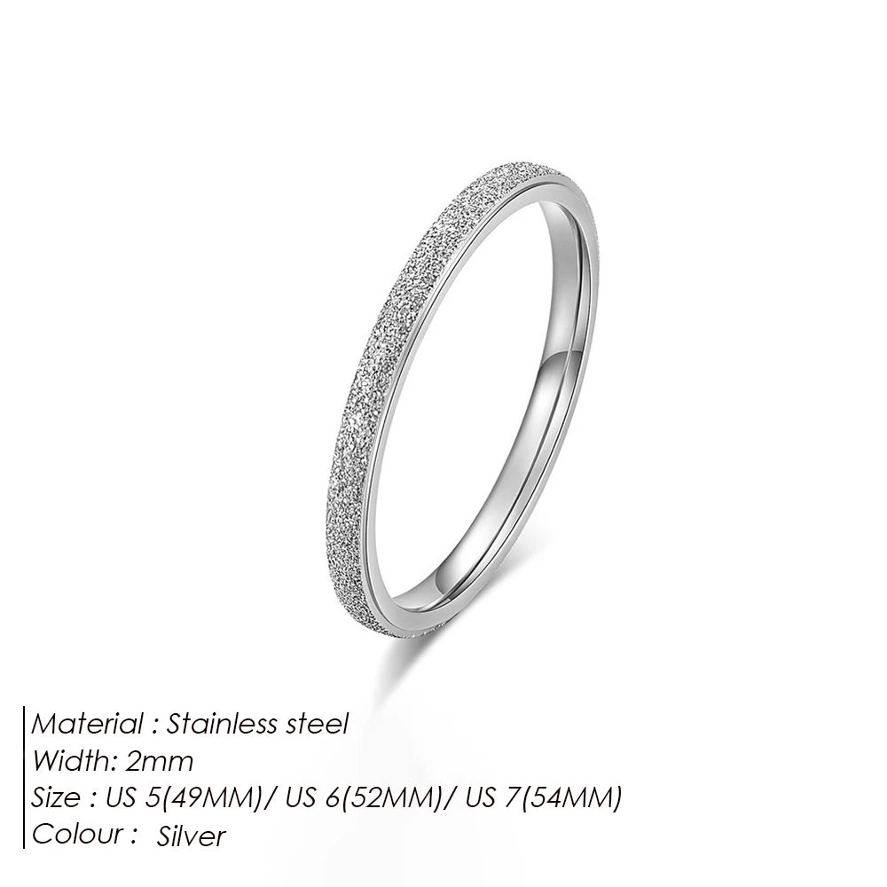 eManco High Quality Simple Scrub Stainless Steel Women 's Rings