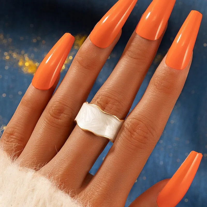 1pc Vintage White Enamel Metal Irregular Shape Geometric Open Adjustable Ring