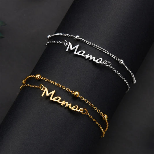 Simple Letter Mama Charm Bracelet