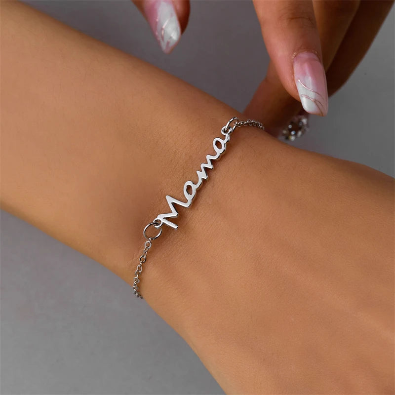 Simple Letter Mama Charm Bracelet