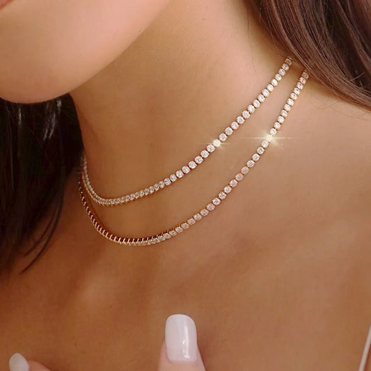 Simple Iced Out Tennis CZ Choker Necklace