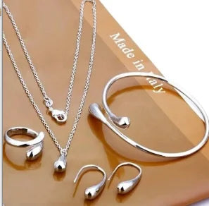 3 Pcs Set Heart Shaped Jewelry Set Of Earrings Pendant Necklace