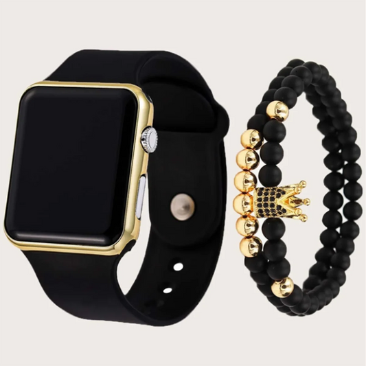 1pc Black Plastic Strap Fashionable Square Dial Electronic Watch pack